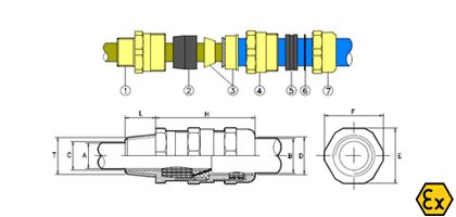 Foto artículo Prensaestopas laton M20 II2GD EEX ed IP66 c.armado Dex.10-15 (192x91.428571428571)